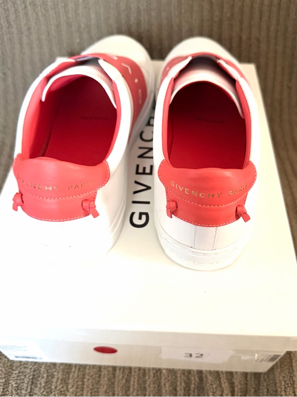 Givenchy White Sneakers with Coral Strap and Liner - Picture 3 of 7
